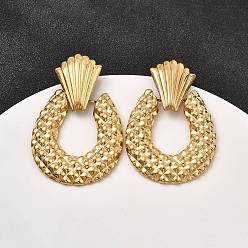 Настоящее золото 18K 304 овальные серьги-гвоздики из нержавеющей стали с подвесками, ионное покрытие (ip), реальный 18 k позолоченный, 55x35 мм