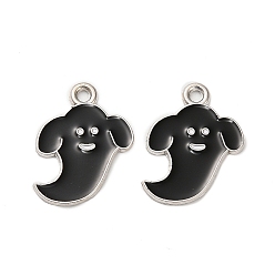 Платина Подвески из сплава черной эмали, призрачное очарование, платина, 19.5x15x1 мм, отверстие : 1.6 мм