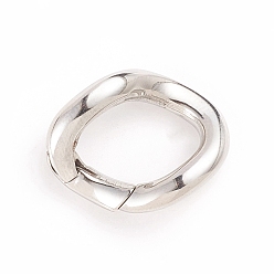 Stainless Steel Color Tarnish Resistant 304 Stainless Steel Spring Gate Rings, Twist Ring, Stainless Steel Color, 24.5x19x3.5mm, Inner Diameter: 16.5x11mm