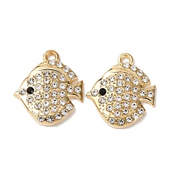 Золотой Сплава с стразами подвески, рыба, золотые, 20.5x18x3.5 мм, отверстие : 1.8 мм