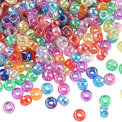 Разноцветный 500 акриловые бусины с УФ-покрытием, бусины с большим отверстием, радужный, рондель, красочный, 9x6 мм, отверстие : 4 мм