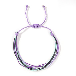 Лиловый Регулируемые плетеные браслеты из синтетического волокна и плюшевого шнура, счастливые браслеты для женщин, сирень, 7-7/8 дюйм (20 см), внутренний диаметр: 11 дюйм (28 см)