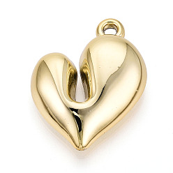 Золотистый Акриловые подвески, сердце прелести, золотые, 42.5x33.5x10.5~11 мм, отверстие : 3.5 мм