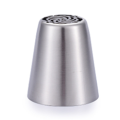 Stainless Steel Color Non-Tarnish Flower Stainless Steel Russian Piping Tips, Cake Decorating Tips, for Cupcake Cookies Birthday Party, Stainless Steel Color, 40.5x37mm, Inner Diameter: 35mm