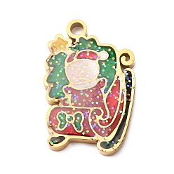 Santa Claus Рождество 304 эмалированные подвески из нержавеющей стали, с напудренным золотом, ионное покрытие (ip), без кадмия, без никеля и без свинца, Дед Мороз, 15.5x10.5x1.5 мм, отверстие : 1.4 мм