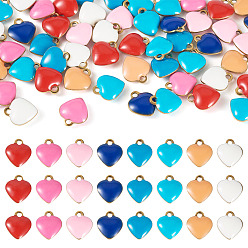 Сердце 50шт 304 эмалированные подвески из нержавеющей стали, золотистый. смешанные цвета, сердце, 9x8x3 мм, отверстие : 1.2 мм
