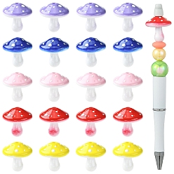 Mixed Color 20Pcs 5 Colors Opaque Acrylic Beads, Mushroom, Mixed Color, 22x22~23mm, Hole: 2.5mm, 4pcs/color