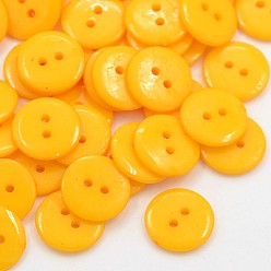 Золотистый Акриловые швейные пуговицы , пластиковые пуговицы для одежды , 2-луночное, окрашенные, плоско-круглые, золотые, 12x2 мм, отверстие : 1 мм