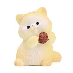 Желтый Украшение в форме кошки из смолы, украшения для рабочего стола для автомобиля, домашнего офиса, желтые, 29x25.5x33.5 мм