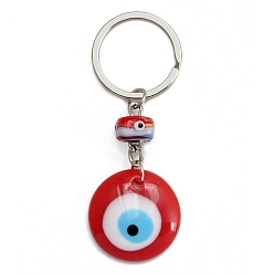 Красный Пластиковые брелки, плоские круглые с сглаза, красные, 8.5x3 см