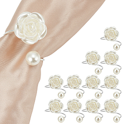 Платина 12шт. железные кольца для салфеток, смолой розы, партийные украшения, платина, 42 мм