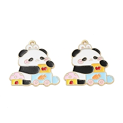 Разноцветный Подвески из эмали и сплава, золотые, очарование панды, красочный, 29.5x30x1 мм, отверстие : 1.8 мм