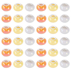 (52) Непрозрачная лаванда 150европейские бусины из непрозрачной смолы, бусины с большим отверстием, рондель с латунными сердечниками, покрытыми серебром, разноцветные, 13.5x8.5 мм, отверстие : 4.5 мм