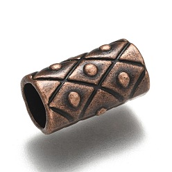 Red Copper Tibetan Style Alloy Beads, Tube, Red Copper, Lead Free & Cadmium Free, 17x10mm, Hole: 7mm