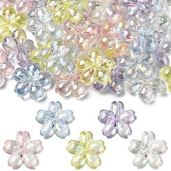 Mixed Color 40Pcs 5 Colors UV Plating Transparent Acrylic Beads, Sakura Flower, AB Color Plated, Mixed Color, 22.5x23x9mm, Hole: 2mm, 8pcs/color