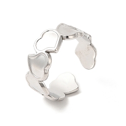 Color de Acero Inoxidable Anillo abierto de acero inoxidable con forma de corazón para mujer que no se empaña, color acero inoxidable, tamaño de EE. UU. 304 6 (1/2 mm)