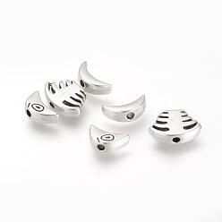 Античное Серебро Сплав типа тибетского сплава, без кадмия и без свинца, беспокойство рыба бисер, античное серебро, 20x13.5x4 мм, отверстие: 2 мм, о 330 множестве / 1000 g