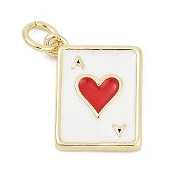 Сердце Латунь эмаль прелести, с целью перехода в кольце, без кадмия и без свинца, долговечный, стойки покрытие, прелести игральных карт, реальный 18 k позолоченный, сердце, 15x12.5x2 мм, отверстие : 3 мм