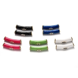 (52) Непрозрачная лаванда Латунные микро проложить прозрачный бисер кубического циркония трубки, долговечный, с эмалью, трубка со сглазом, реальный 18 k позолоченный, разноцветные, 38x8x7.5 мм, отверстие : 4 мм