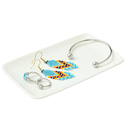 Желтая Старая Ткань  1керамическая прямоугольная тарелка для украшений из ПК, ювелирная тарелка, лоток для хранения колец, , серьга, старое кружево, 152x92x15.5 мм