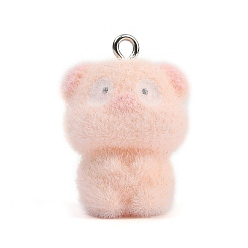 Лавандовый румянец Подвески из непрозрачной флокированной свиной смолы, с платиновой петлей, лавандовый румянец, 25.5x18x15 мм, отверстие : 2 мм