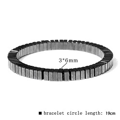 Квадрат Браслеты из синтетических немагнитных гематитовых бусин для мужчин, квадратный, 7.48 дюйм (19 см)