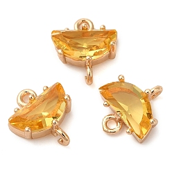 (932FM) Темно-синий аква-матовый с подкладкой Стойка покрытие латунь и стекло полукруглый соединитель charmsps, реальный 14 k позолоченный, без свинца и без кадмия, долговечный, темно-золотистые, 12x10x4 мм, отверстие : 1.2~1.5 мм