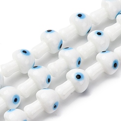 Белый Ручной сглаза бусины бисер нитей, гриб, белые, 17~18.5x11~12 мм, отверстие : 1.6 мм, около 20 шт / нитка, 13.19''~13.58'' (33.5~34.5 см)