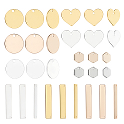 (52) Непрозрачная лаванда 30 шт 10 стили латунные подвески, штамповка пустой метки, разноцветные, 6~20x8~35x0.8~1 мм, отверстие : 1~2 мм, 3 шт / стиль