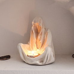 Фора Хэллоуин призрак смолы подсвечник, Фестиваль креативных свечей, украшение дома, оранжевые, 12x15 см