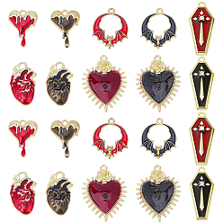 Mixed Shapes 20шт. 10 стиль готический кулон с эмалью, Подвески из сплава, разнообразные, 19~32.5x13.5~25x2~5.5 мм, отверстие : 1.6~3 мм, 2 шт / стиль