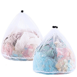 Белый 2 шт. 2 стили полиэстеровые мешки для белья со шнурком, органайзер для грязной одежды, прямоугольные, белые, 34~45x37.5~47x0.45 см, 1 шт / стиль