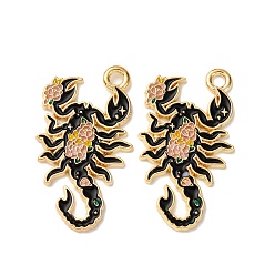 Золотой Подвески из эмали и сплава, шарм скорпиона, золотые, 27x15.5x1.5 мм, отверстие : 1.8 мм