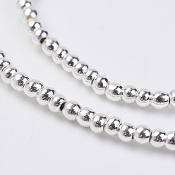 с Покрытием Серебра Немагнитные нити шарик синтетический гематит, круглые, со серебряным покрытием, 2 мм, отверстие : 0.5 мм, около 203 шт / нитка, 15.7 дюйм