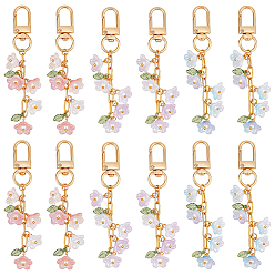 (52) Непрозрачная лаванда 12 шт. 3 стильные акриловые подвесные украшения в виде цветов, с поворотными застежками сплава, золотые, разноцветные, 90 мм