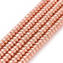 Oro de Rosa Plateado Electroplate no magnéticas de hematita sintética hebras de cuentas, aa grado, larga duración plateado, Rondana plana, chapado en oro rosa, 3x2 mm, agujero: 0.8 mm, sobre 223 unidades / cadena, 15.7 pulgada (40 cm)