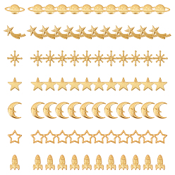 Golden Zinc Alloy Cabochons & Links & Cabochon Enamel Settings, Mixed Shapes, Golden, 84pcs/box