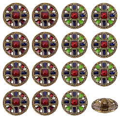 Античное Золото 16шт. 2 стили 1-отверстие пуговицы из сплава на хвостовике, плоско-круглые, античное золото , 17.5 мм, 8 шт / стиль