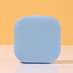 Светло-Голубой Коробки-органайзеры для ювелирных изделий из искусственной кожи цвета макарон, для ожерелья, Кольца, серьги и подвески, квадратный, Небесно-голубой, 9x9x3.8 см