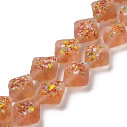 Перу Матовое ручное производство, ромб, Перу, 15.5~17x15~15.5x9~10.5 мм, отверстие : 1.4 мм, около 25 шт / нитка, 15.98~16.34'' (40.6~41.5 см)