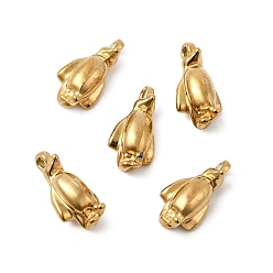 Real 20K Gold Plated 304 подвески из нержавеющей стали, очарование пингвина, ионное покрытие (ip), реальный 20 k позолоченный, 16x8x6 мм, отверстие : 1.5 мм