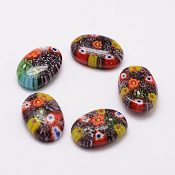 Mixed Color Handmade Millefiori Glass Cabochons, Oval, Mixed Color, 23x16x7mm