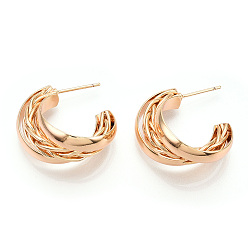 Настоящее золото 18K Латунная серьга для женщин, реальный 18 k позолоченный, 22x12.5 мм