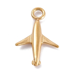 Golden 304 Edelstahl Anhänger, Flugzeug, golden, 20x13x2.5 mm, Bohrung: 2.3 mm