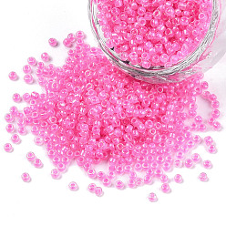 Фиолетовый 12/0 стакан бисер, внутри цветов, круглое отверстие, круглые, прозрачные цвета радуги, фиолетовые, 12/0, 2~2.5x1.5~2 мм, отверстие : 0.8 мм, около 30000 шт / упаковка