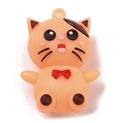 Оранжевый Пластиковые подвески из пвх 3d, подвесные украшения для сумки-брелока, формы кошек, оранжевые, 47x34x19 мм, отверстие : 2.5 мм