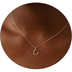 Letter C Модные латунные ожерелья с подвеской в виде сердца для женщин, золотые, буква С, 16.54 дюйм (42 см)