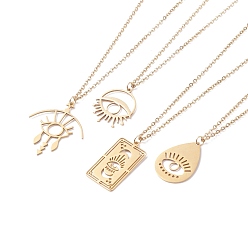 Золотой 304 ожерелье из нержавеющей стали с подвеской от сглаза для женщин, разнообразные, золотые, 17.52 дюйм (44.5 см)