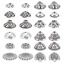Antique Silver Tibetan Style Alloy Bead Caps, Apetalous, Lead Free, Antique Silver, 240pcs/box