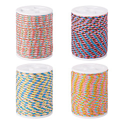 (52) Непрозрачная лаванда 4 рулоны 4 цвета 4 корд поликоттоновый, двухслойный, металлический корд, веревка ручной работы макраме, для гобелена вешалка для растений, вязание ниток своими руками, разноцветные, 1.5 мм, около 4.3 ярдов (4 м) / рулон